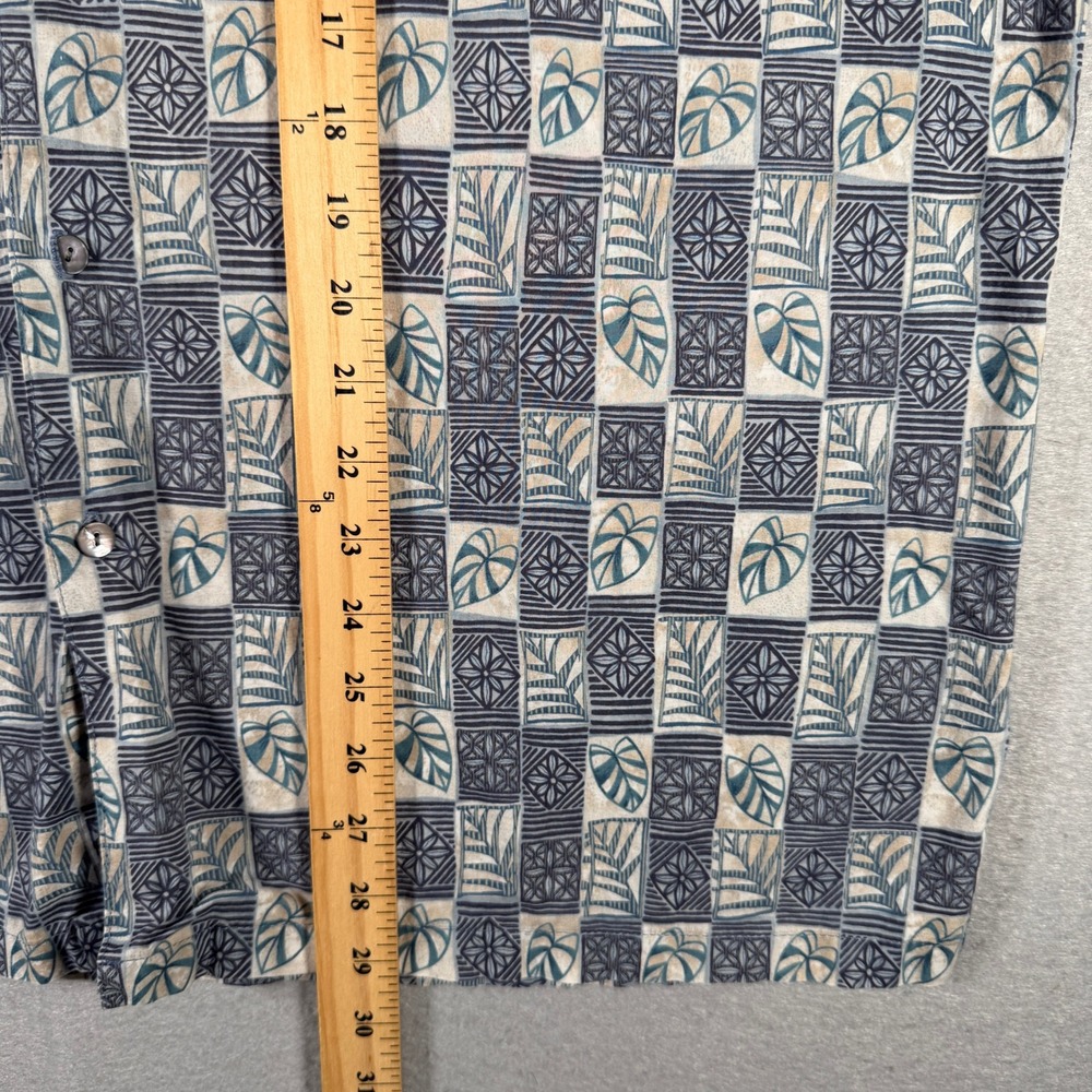 Tori Richard Mens Blue Geometric Botanical Cotton Lawn Button Front Shirt P390 - Picture 7 of 13
